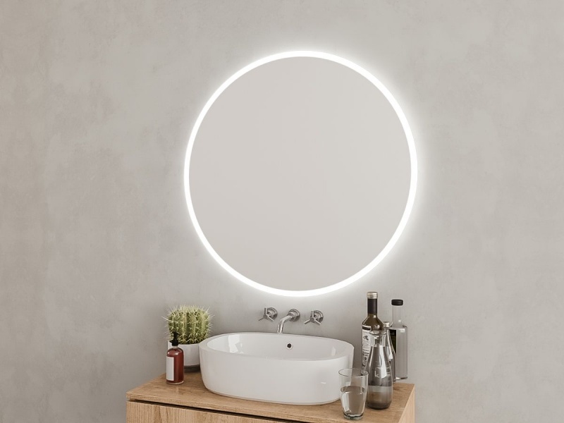 Badezimmer Spiegel rund und beleuchtet als Design Akzent