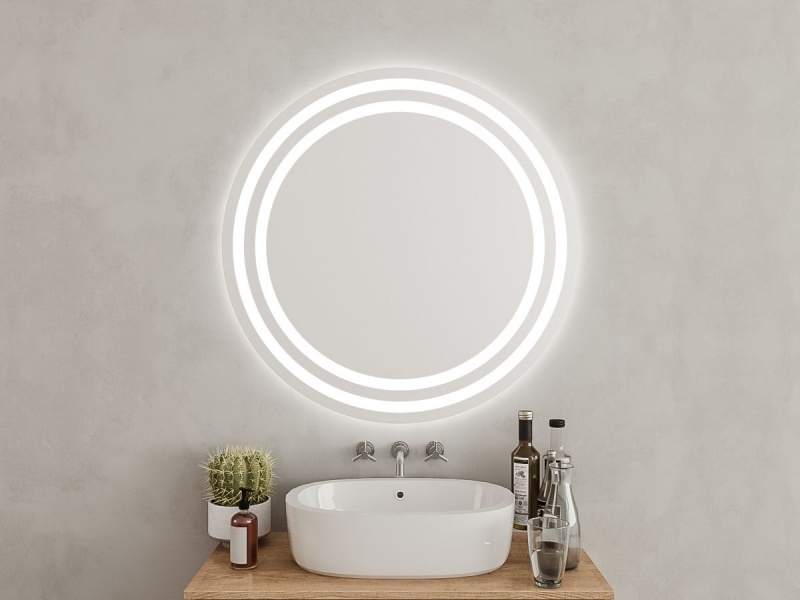 Tao – Badspiegel rund und LED Streifen beleuchtet doppeltem mit