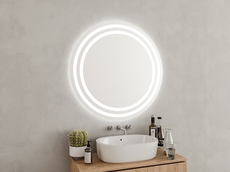 Tao – doppeltem Badspiegel rund beleuchtet LED und mit Streifen