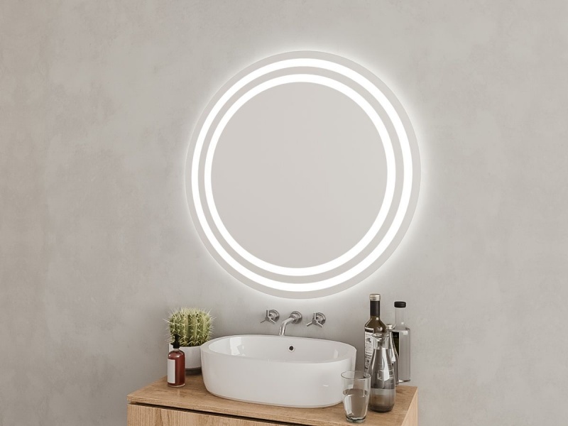 Tao – Badspiegel rund LED doppeltem Streifen mit beleuchtet und